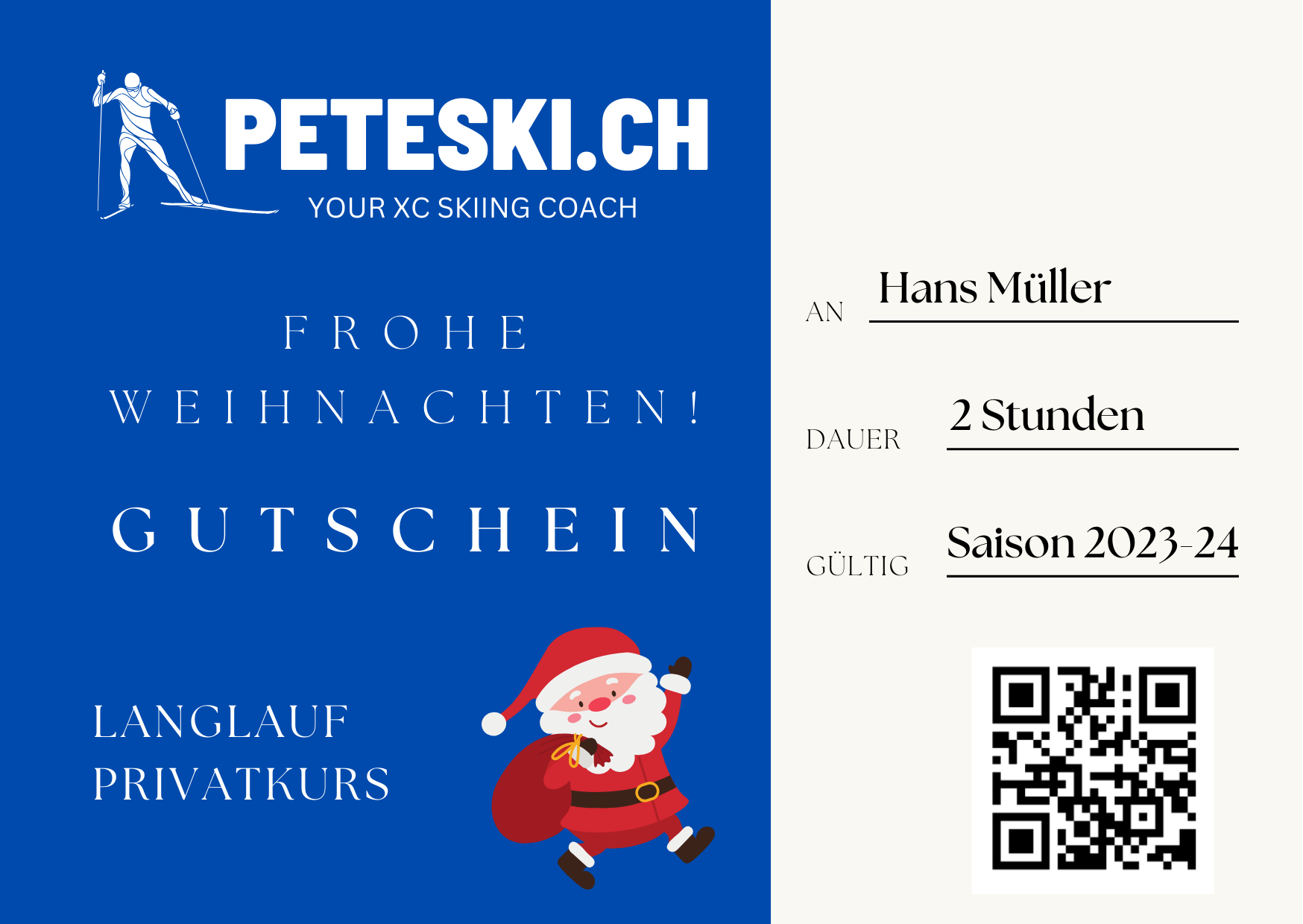 peteski.ch Gutschein Weihnachten